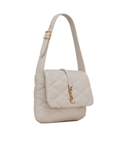 Saint Laurent White Le 57 Logo Plaque Shoulder Bag