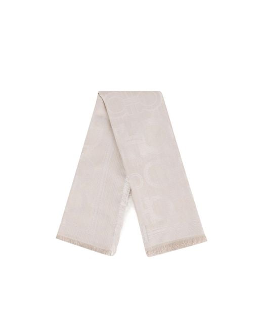Ferragamo White Gancini Stole Scarf