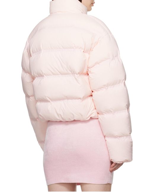 Alexander Wang Pink Logo Printed Zip-Up Puffer Jacket