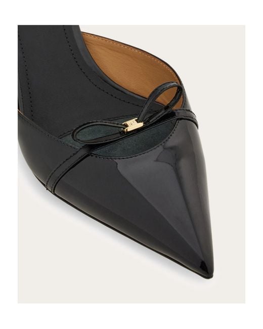 Ferragamo Black Mini Bow Mid Heel Pump