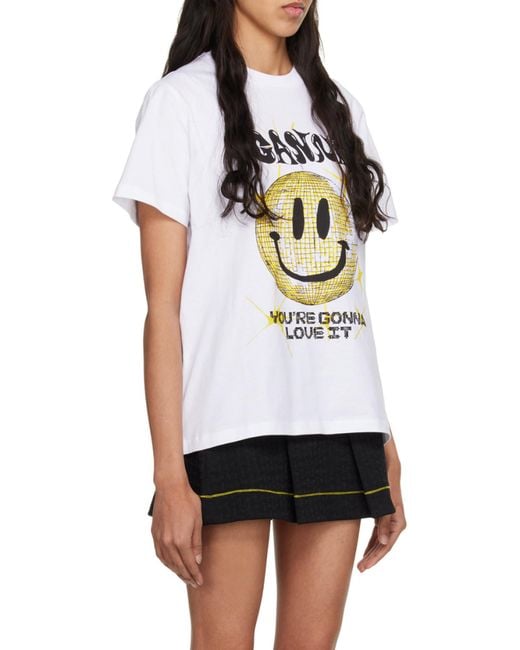 Ganni White Smiley Relaxed T-Shirt