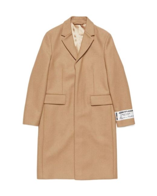 Acne Natural Single-Breasted Wool Blend Coat for men