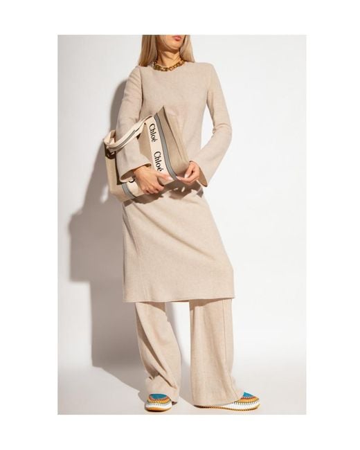 Chloé Natural Flame-Sleeve Dress
