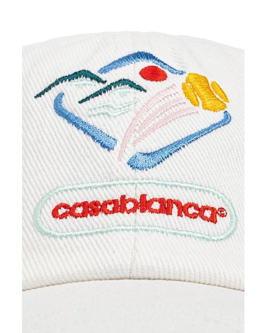 Casablanca White Logo Embroidered Baseball Cap for men