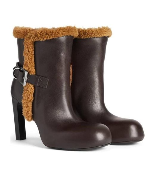Balenciaga Brown Fargo Shearling Trim Ankle Boots