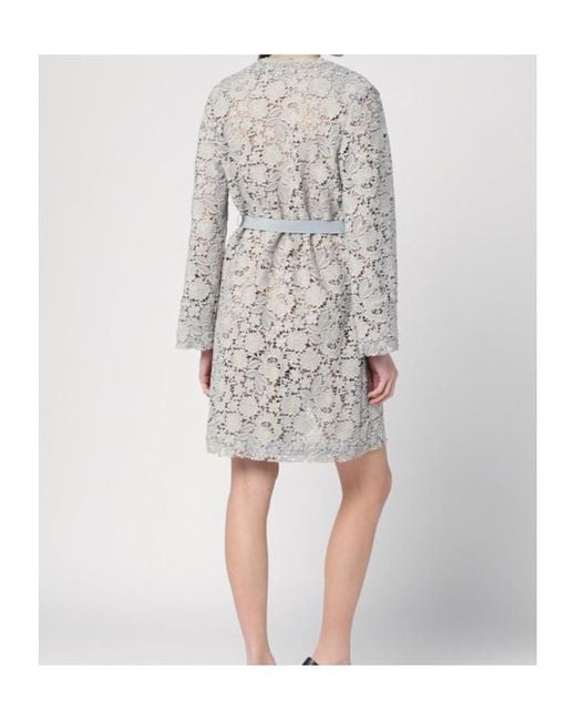 P.A.R.O.S.H. Gray Lace Detailed Tied-Waist Jacket