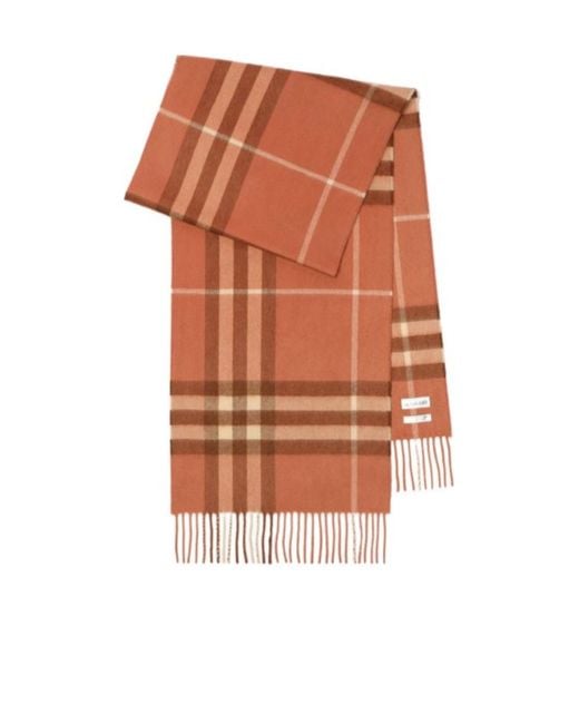 Burberry Orange Check Cashmere Scarf