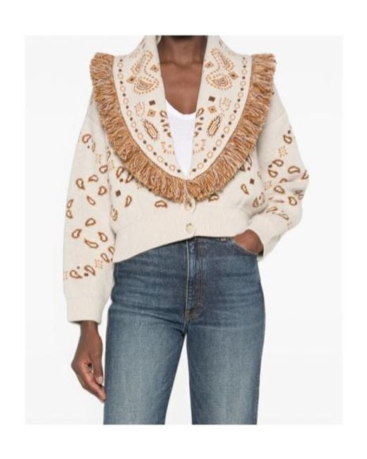 Alanui Natural Paisley-Pattern Fringed Jacket