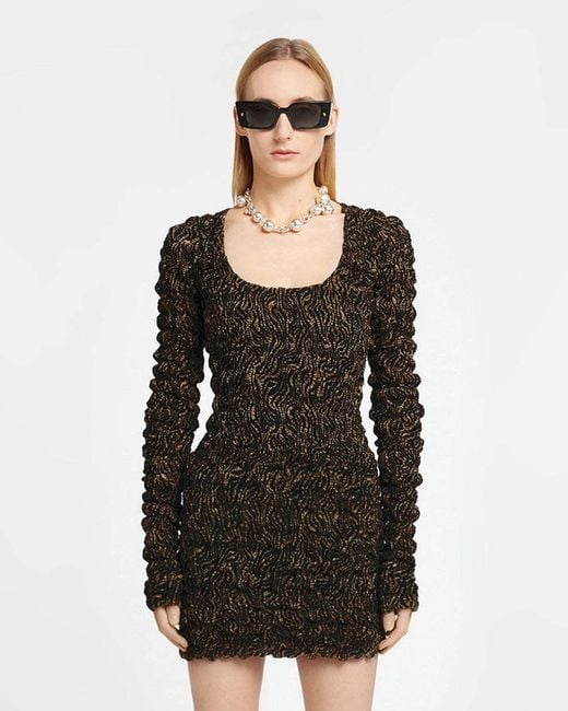 Nanushka Black Frensi Zebra-Print Dress
