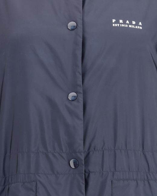 Prada Blue Re-Nylon Trench Coat
