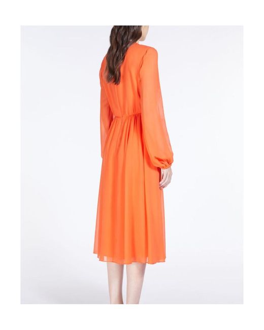 Max Mara Orange V-Neck Dress