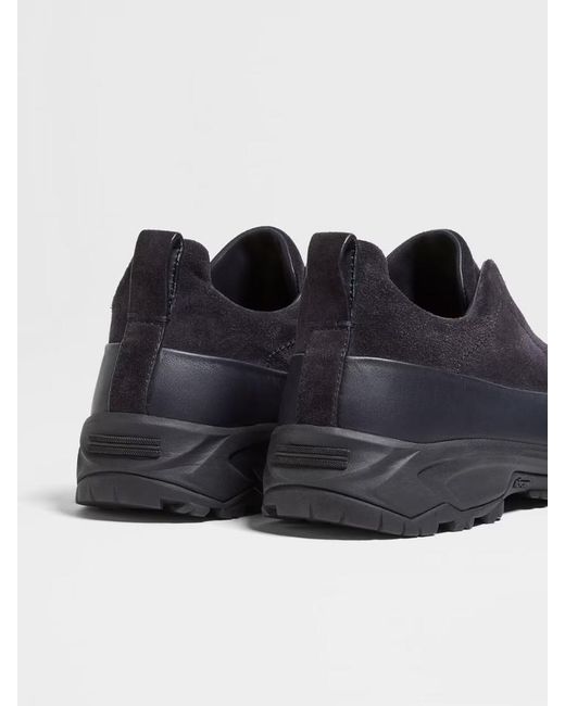 Zegna Blue Triple Stitch Monte Low-Top Sneakers for men