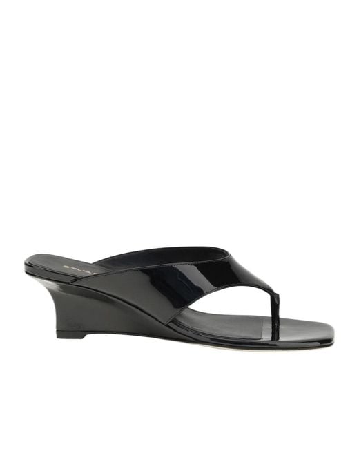 Stuart Weitzman Black Vinnie Wedge Thong 50