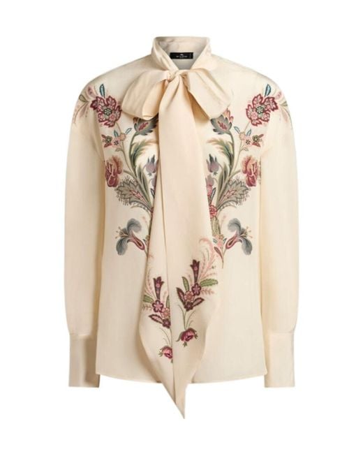 Etro Natural Silk Blouse With Placed Print