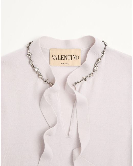 Valentino White Embellished Short-Sleeved Jumper