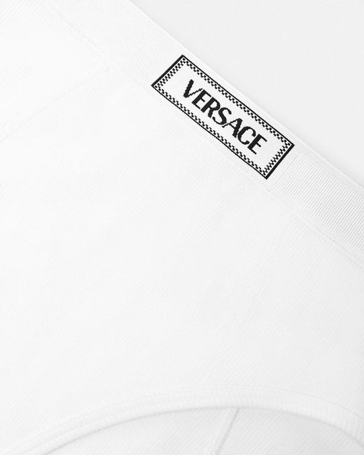 Versace White High-Waist Logo-Waistband Briefs