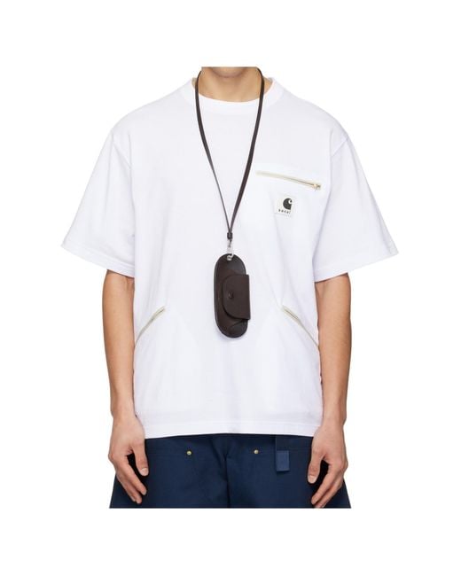 SACAI X CARHARTT WIP White Jersey T-Shirt for men