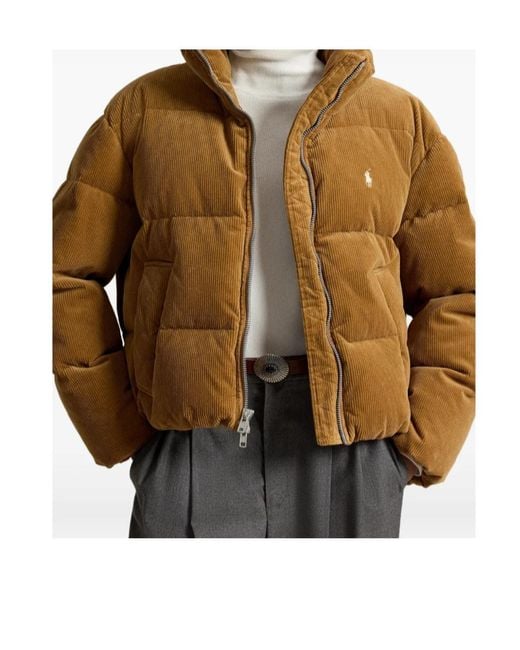 Polo Ralph Lauren Brown Corduroy-Effect Quilted Jacket