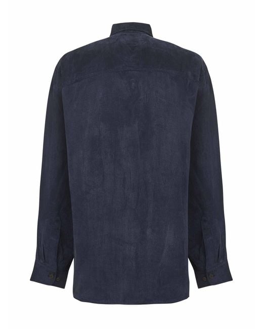 Dries Van Noten Blue Long-Sleeved Straight-Hem Shirt for men