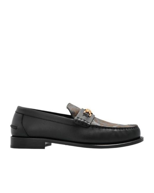 Versace Black Pattern-Printed Loafers for men