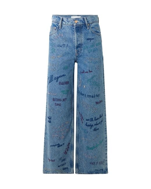 Mother Blue Wide-Leg Jeans