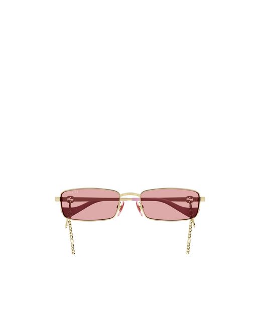Gucci Pink Eyewear Rectangle-Frame Sunglasses