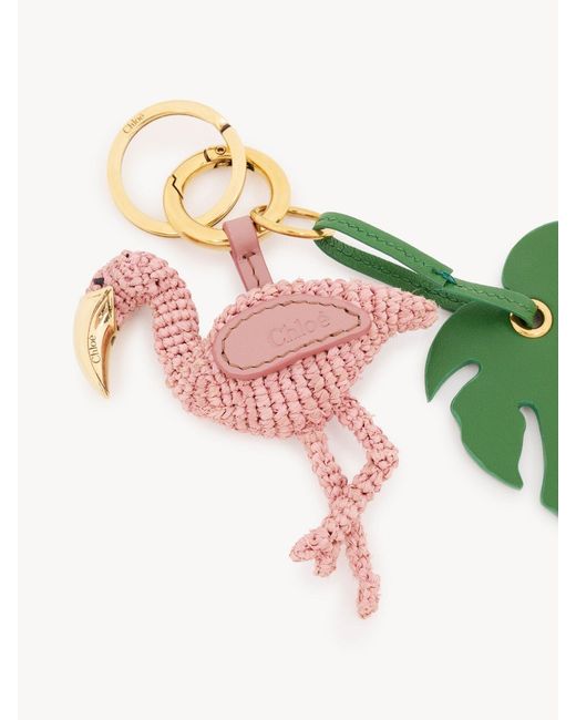 Chloé Green Chloé Symbols Flamingo Key Ring Bag Charm
