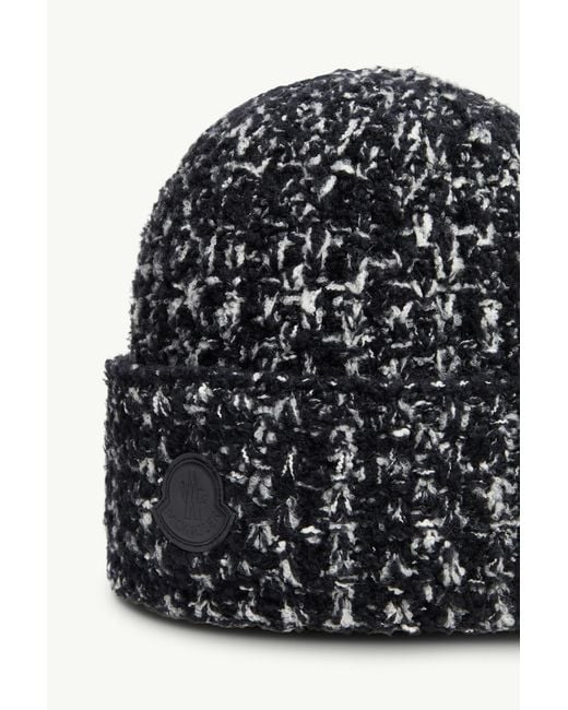 Moncler Black Wool Cotton Blend Beanie