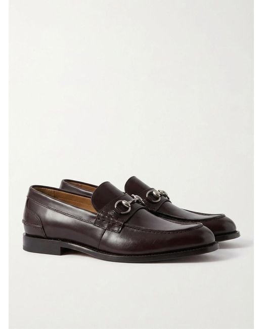 Gucci Brown Horsebit Detailed Slip-On Loafers for men