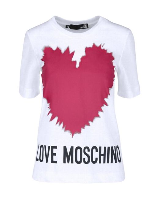 Moschino White T-Shirt With Round Neck And Short Sleeves
