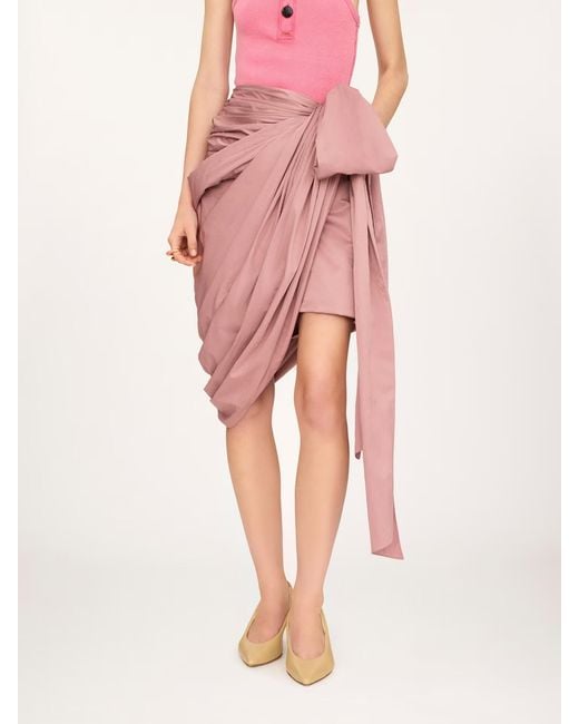 Chloé Pink Technical Satin Mid-Length Wrap Skirt