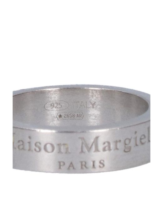 Maison Margiela White Logo Engraved Ring for men