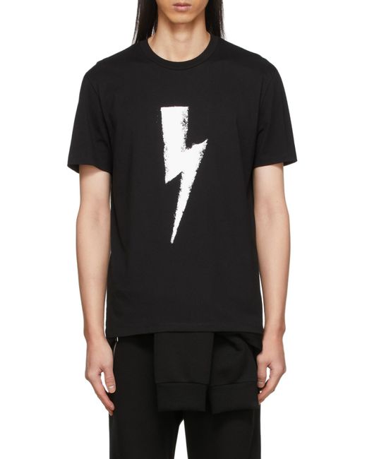 Neil Barrett Black Thunderbolt Print T-Shirt for men