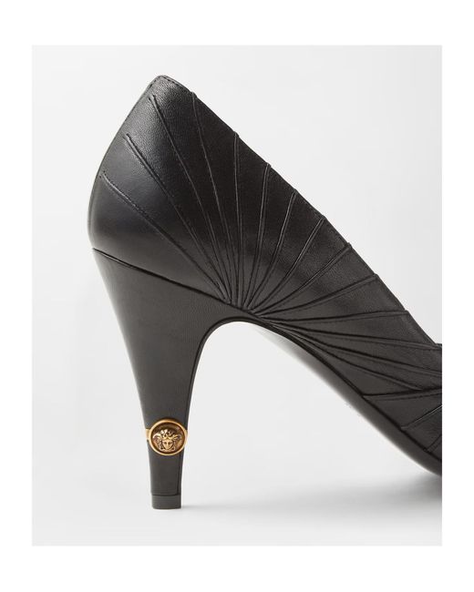 Versace Black Gianni Pleated Heeled Pumps