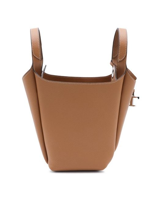 Tod's Brown Embossed Logo Bucket Bag