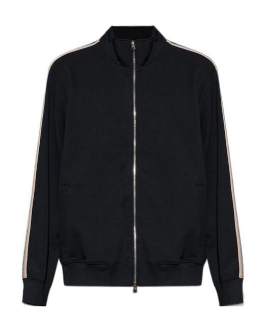 Paul Smith Black Stand Up Collar Zipped Sweatshirt for men