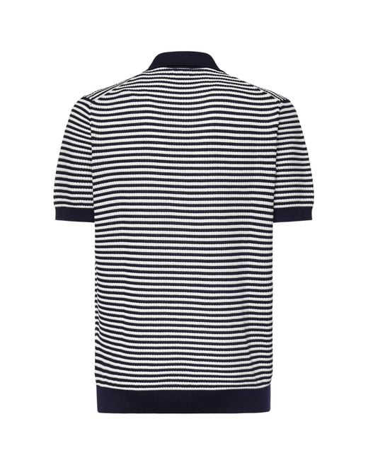 Eleventy Blue Striped Knit Polo Shirt for men