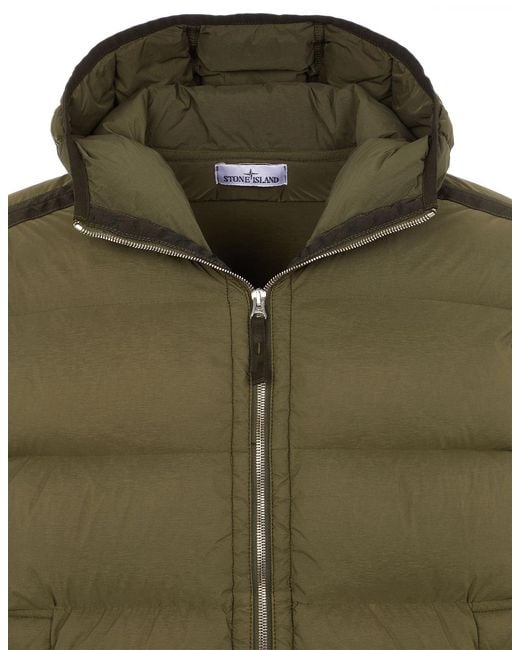 Stone Island Green Compass Patch Zip-Up Puffer Jacket for men