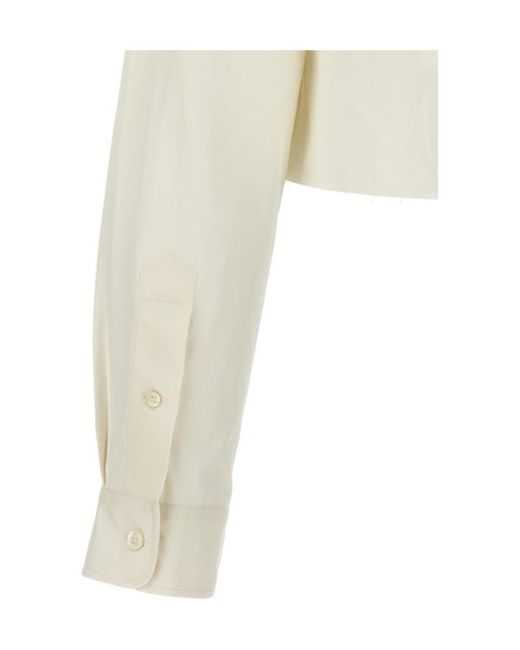 Miu Miu White Button-Up Cropped Shirt