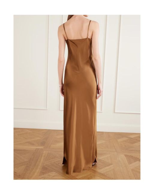 Nili Lotan Brown Cami Silk-Satin Gown