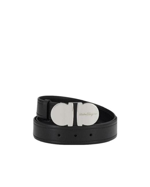 Ferragamo Black Logo Buckle Belt