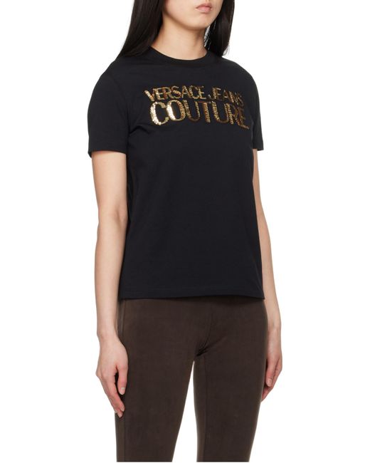 Versace Jeans Black Couture Logo-Embellished Crewneck T-Shirt