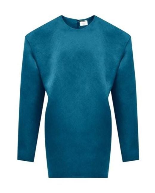 Saint Laurent Blue Silk Mini Dress