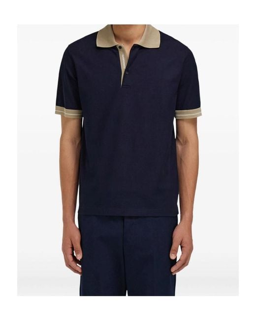Ferragamo Blue Ferragamo Short Sleeve Polo Shirt for men