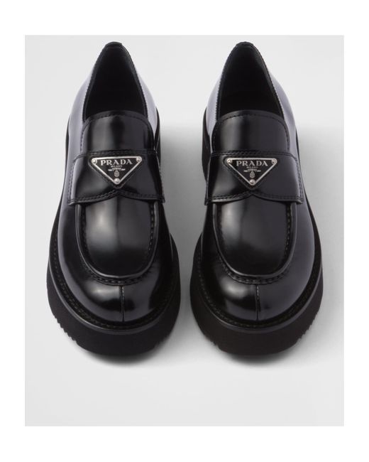 Prada Black Triangle-Logo Slip-On Loafers