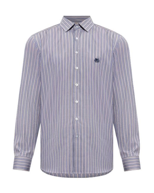 Etro Blue Long-Sleeved Shirt for men