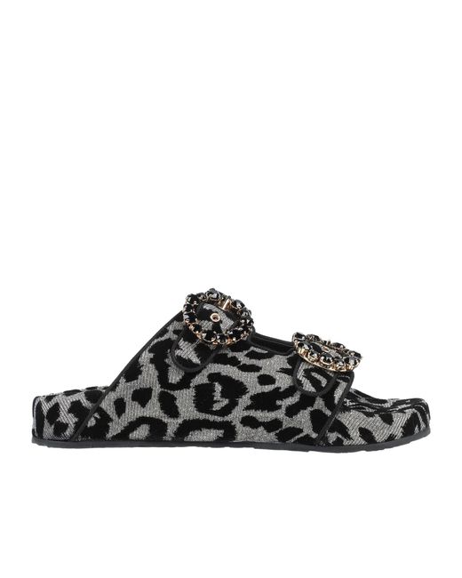 Dolce & Gabbana Black Leopard Print Rhinestone Sandals