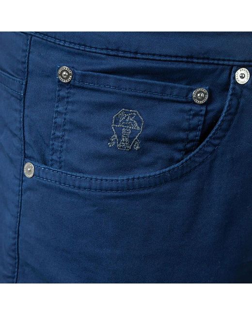 Brunello Cucinelli Blue Embroidered Trousers for men