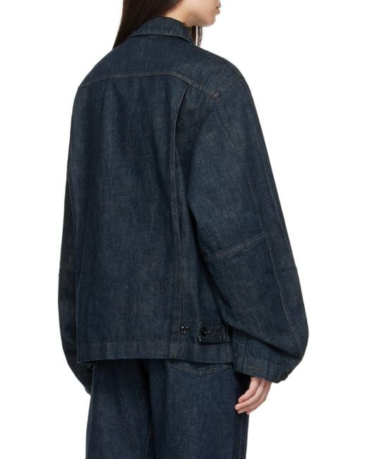 Lemaire Blue Boxy Collared Button-Up Denim Jacket