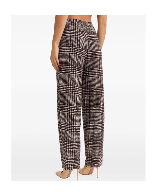 Norma Kamali Multicolor Pleated Houndstooth Trousers